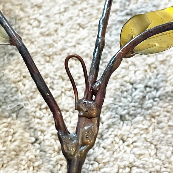 Lotus Hibiscus Purple Enamel Flower Metal Wall Hanging Spray Brass Mid Century - Picture 13 of 14